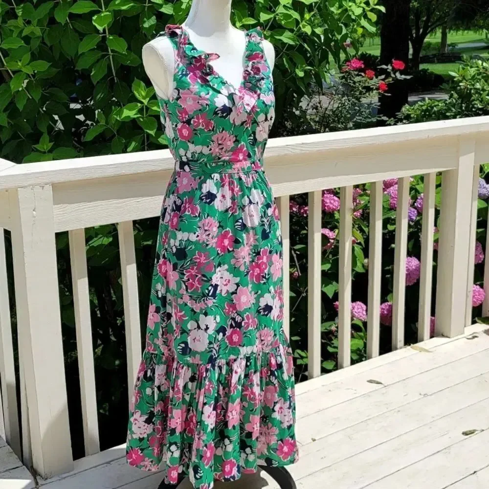 J.Crew ruffled floral midi dress